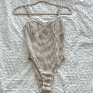 SHEIN Cream Bodysuit with Textured Design